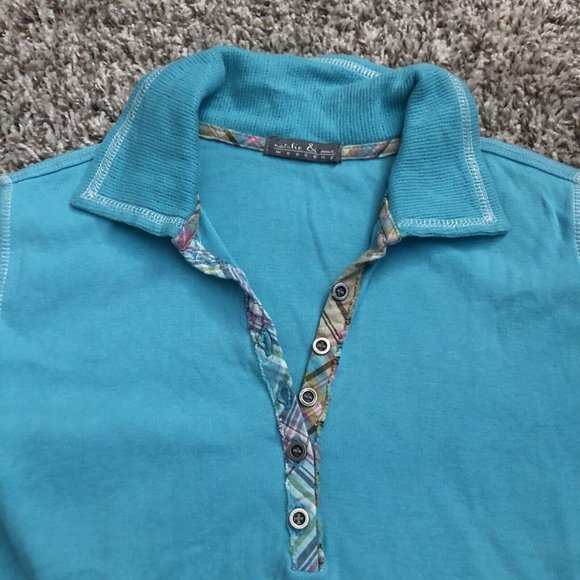 Natalie & me weekend polo Collar Size Small Colorful Small Pocket Details Blue - Picture 3 of 9